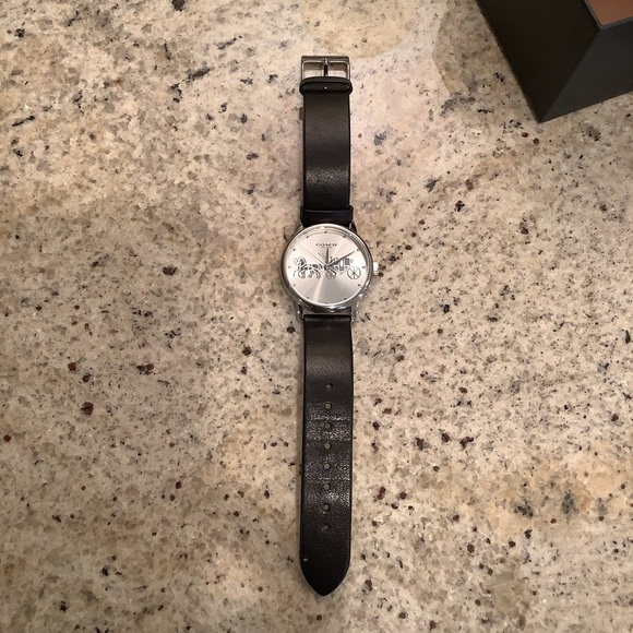 Coach Silver and Black Watch Leather Band main image 4